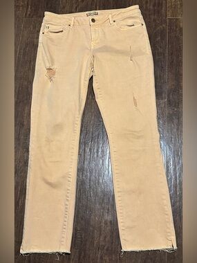 Dear John Women’s Jeans Yellow Distressed Cropped Straight Raw Hem Playback 29